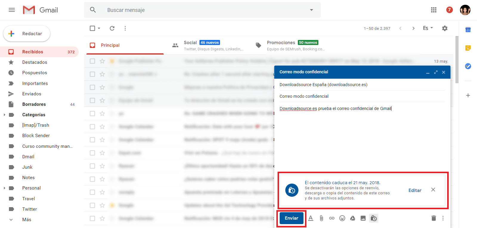 Modo confidencial de Gmail para enviar correos electrónicos seguros y privados