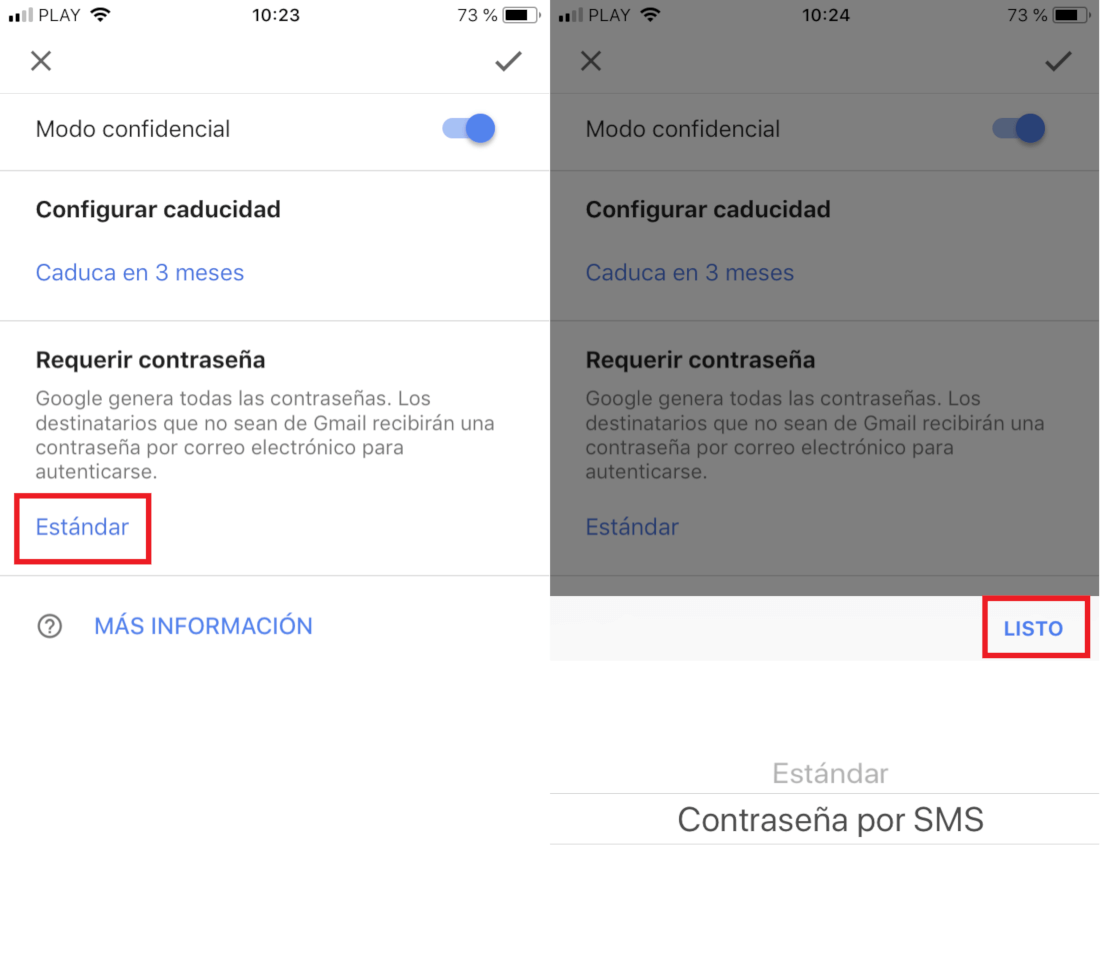 enviar correos confidenciales desde la app de Gmail