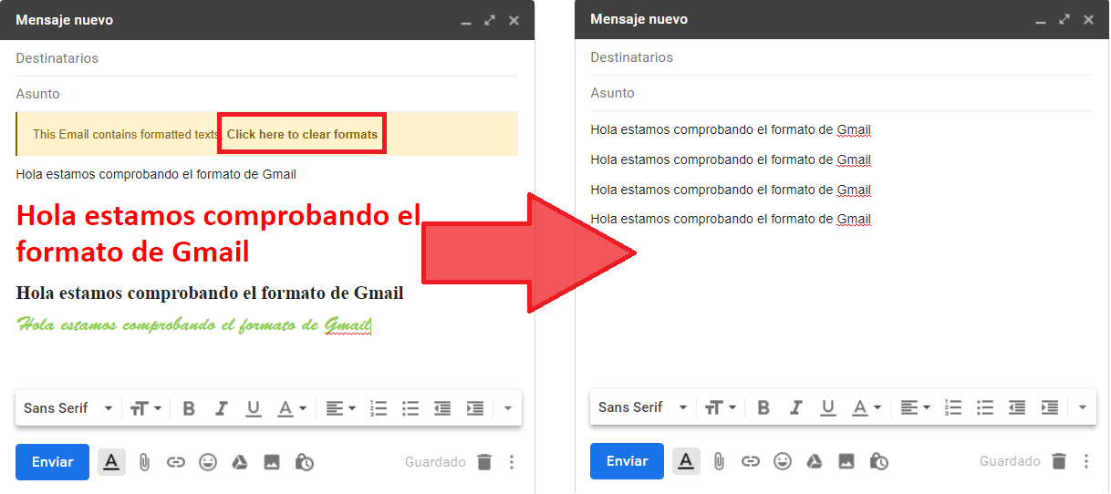 escribir los mensajes de gmail con el mismo tipo de letra