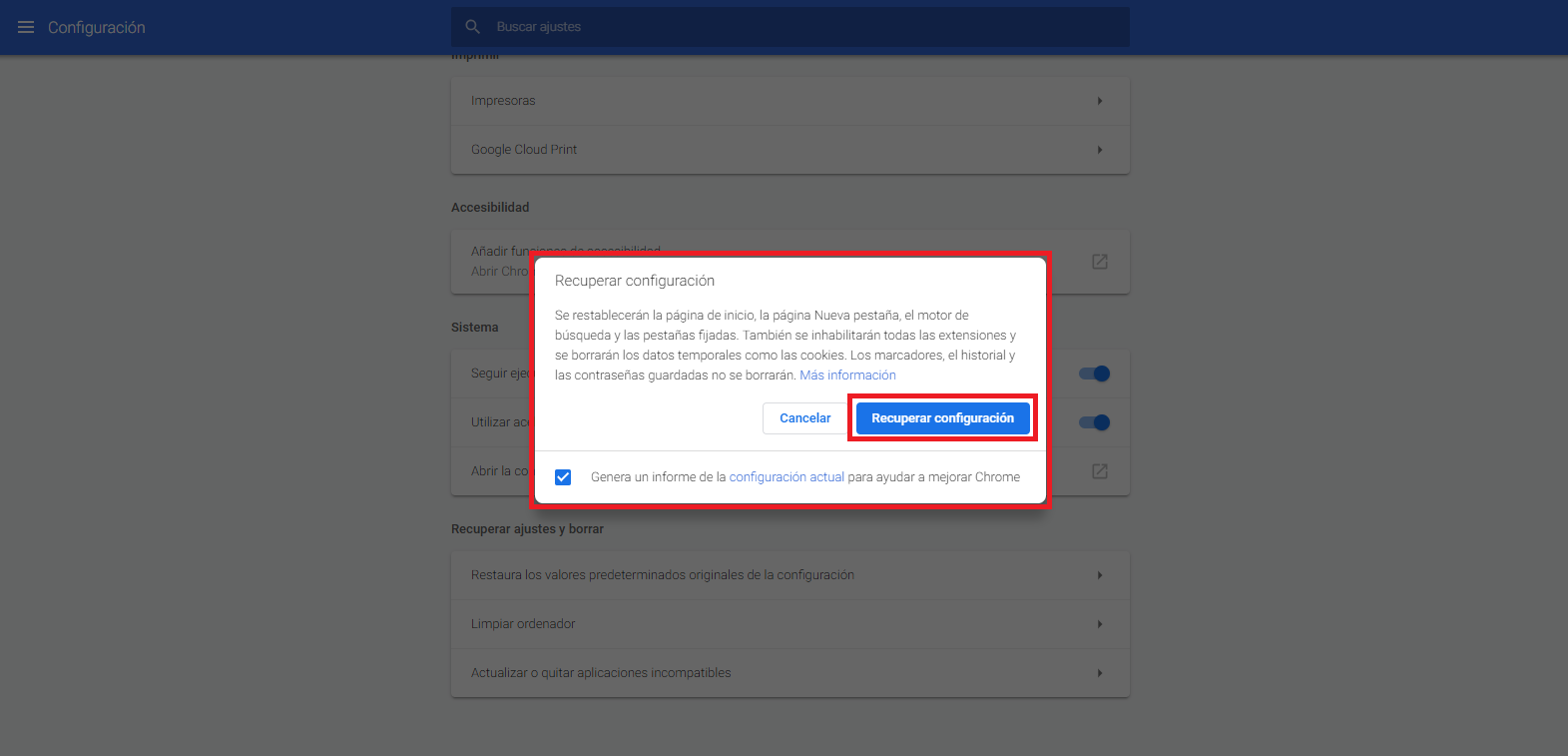 ERR_CONNECTION_ABORTED como solucionar el error de google chrome