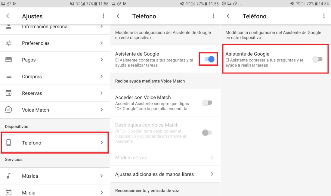 quiero desactivar el asistente de voz de google en mi telefono Android