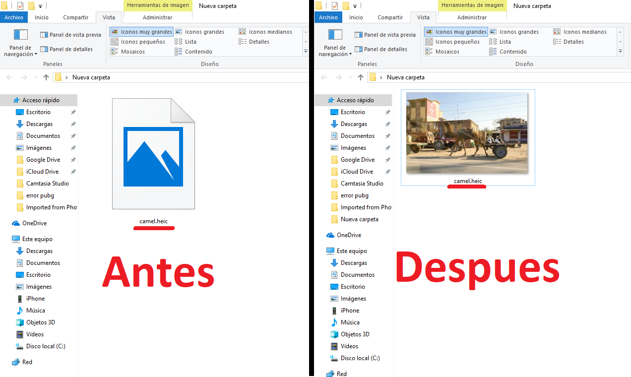 abrir las fotos HEIC de iPhone en windows