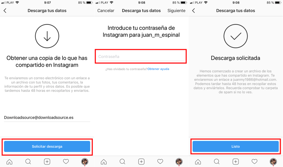 Descargar copia de seguridad de instagram