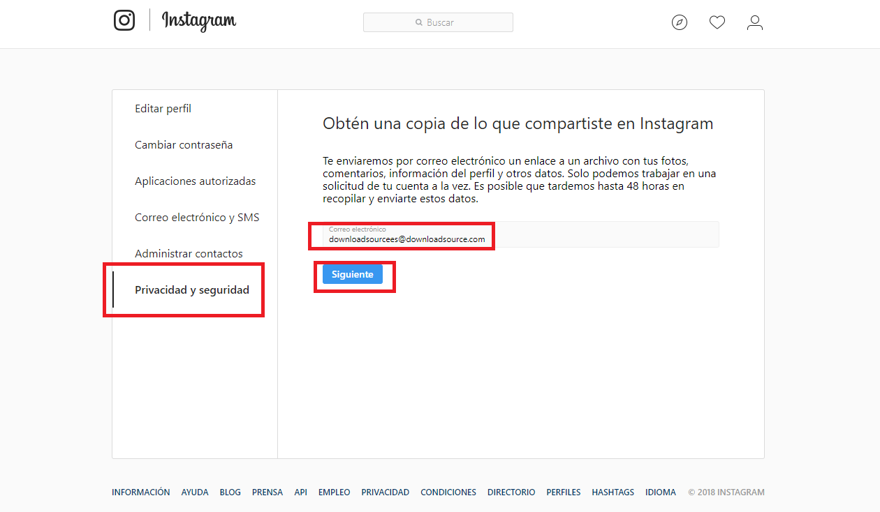 Instagram ya permite descargar todos tus datos privados