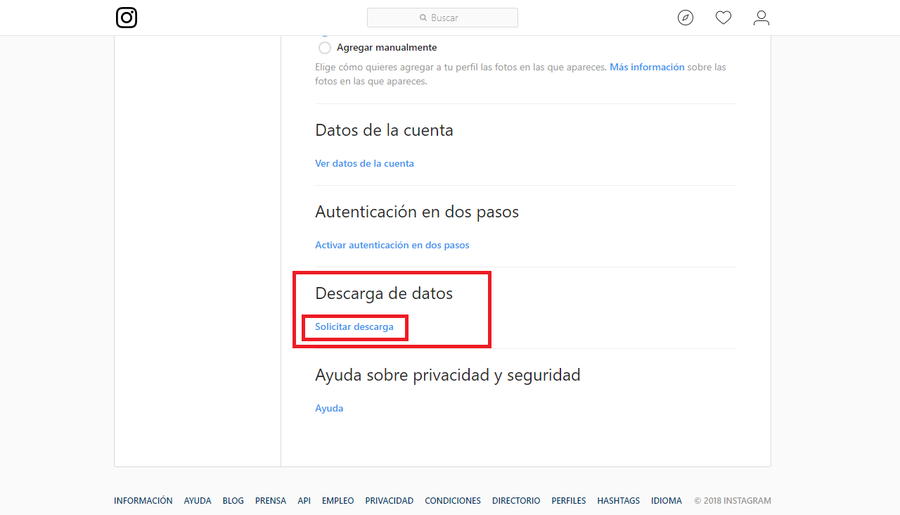 descarga todas tus fotos, comentarios, directos, historias de instagram