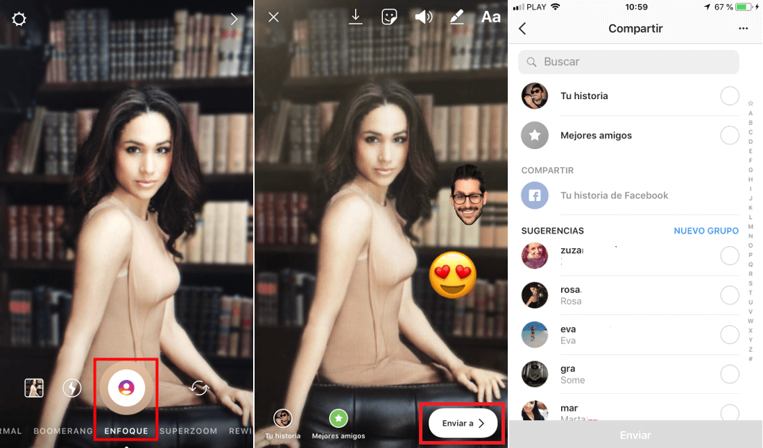 usar enfoque para tus selfies en Instagram