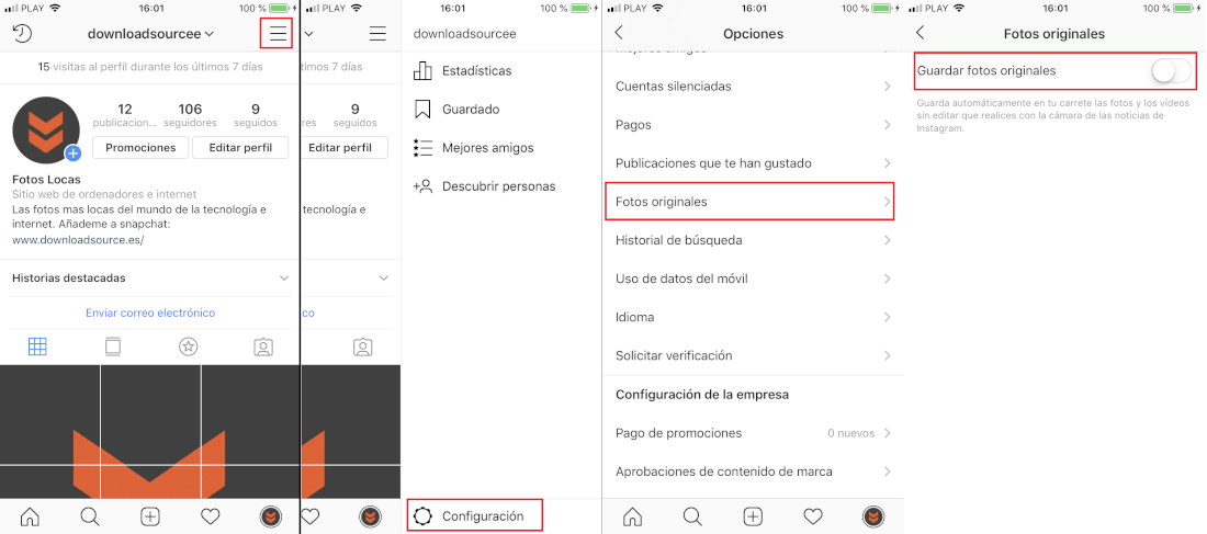 como impedir que las fotos tomadas con la camara de Instagram en la memoria de tu telefono