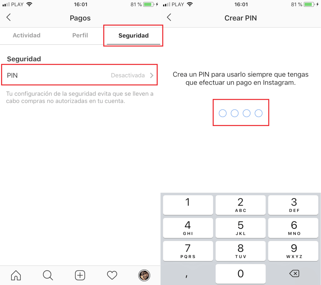 Añadir una tarjeta de credito a Instagram