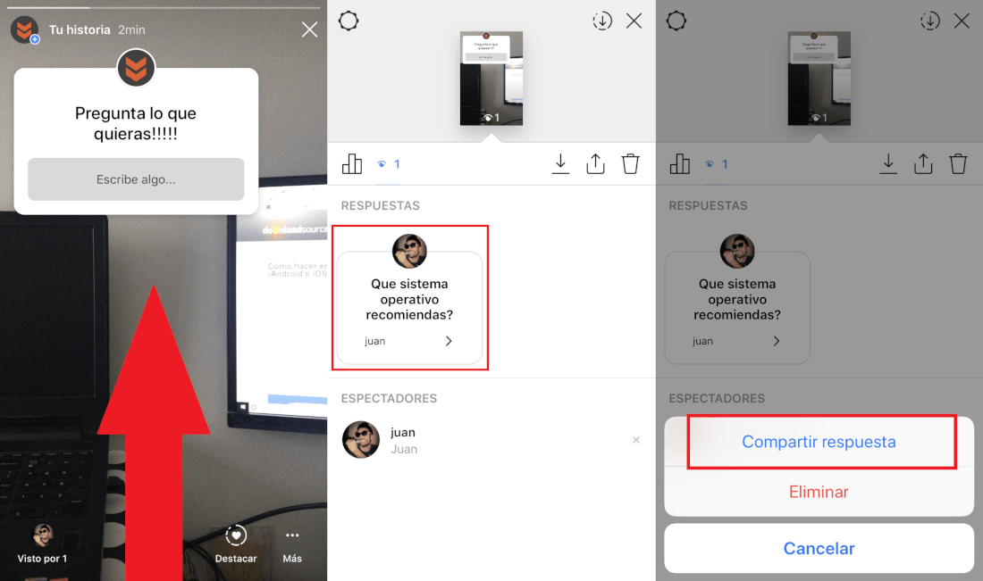 pregunta en Instagram a traves de las historias