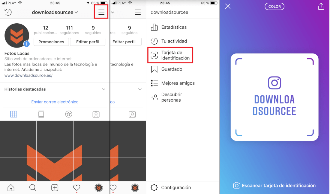 como usar las tarjetas de identificacion de Instagram