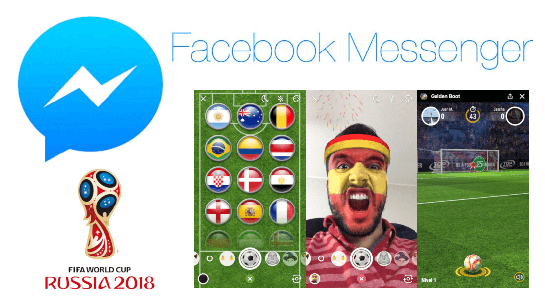 Facebook Messenger filtros y juegos del mundial