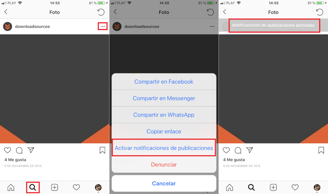 activar las notificaciones de historias de un usuario de Instagram
