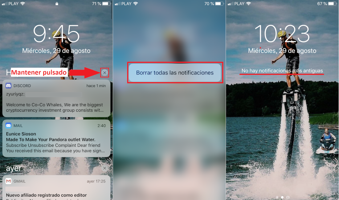 eliminar todas las notificaciones de iOS a la vez