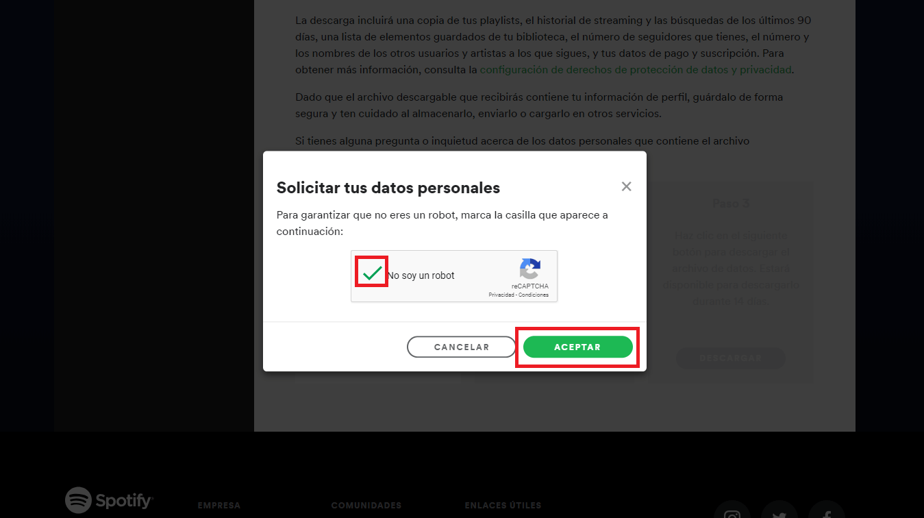 saber que información recopila Spotify sobre ti