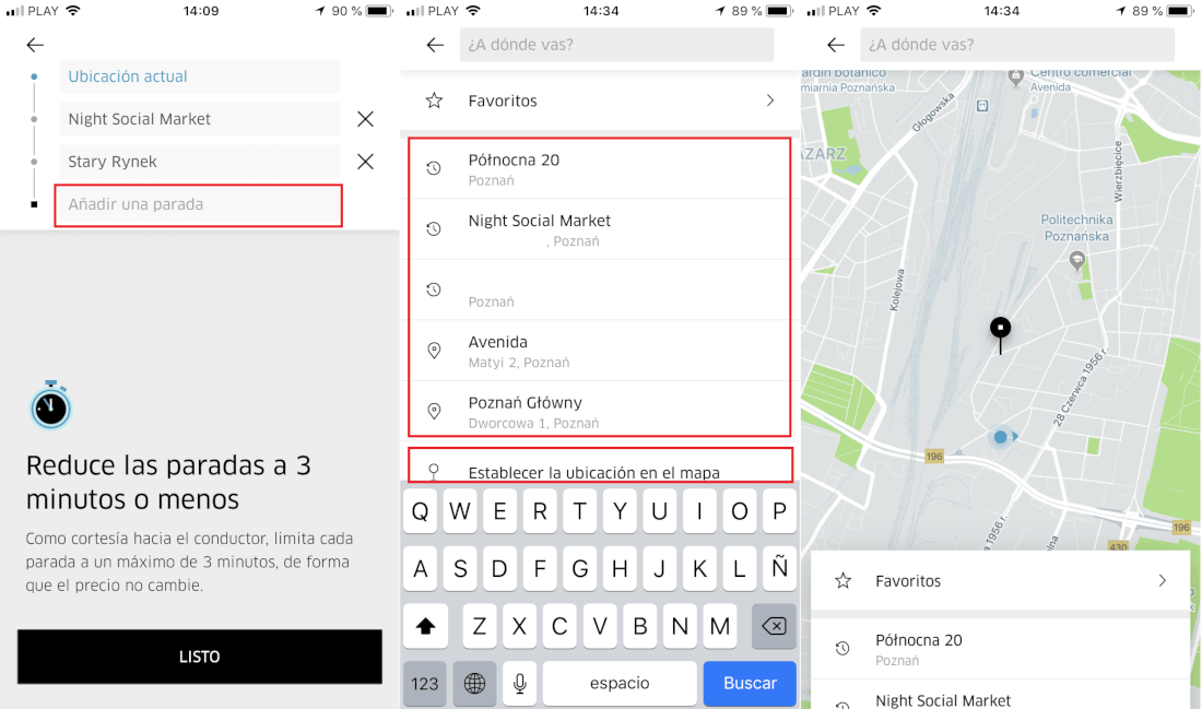 trayectos multidestinos con Uber