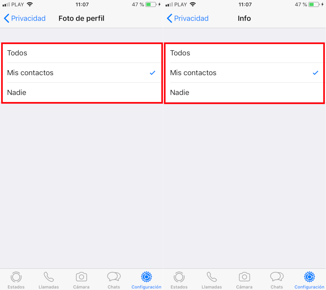 impedir que otros usuarios de whatsapp vean tu descripcion y foto de perfil