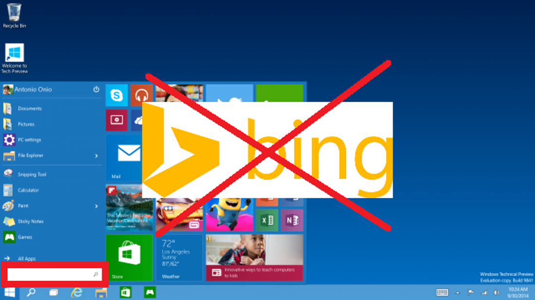 Como desactivar la busqueda web de la busqueda en el sistema Windows 10