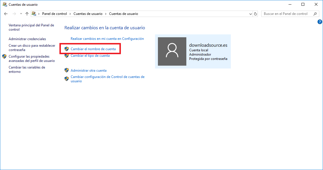 como modificar el nombre de tu cuenta de windows 10