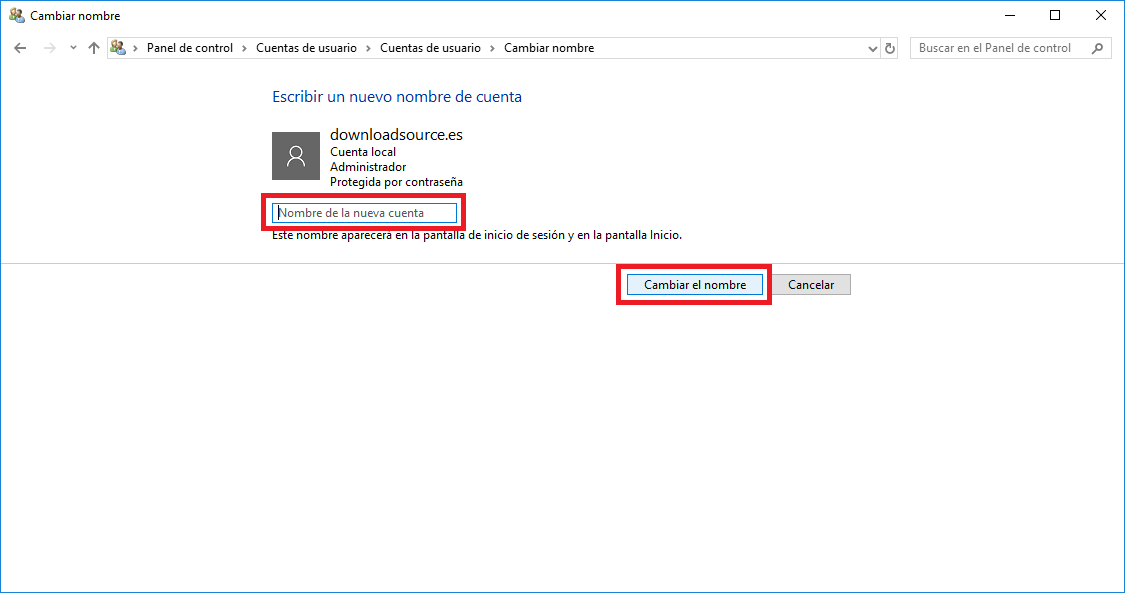 como modificar el nombre de tu cuenta de usuario en windows 10