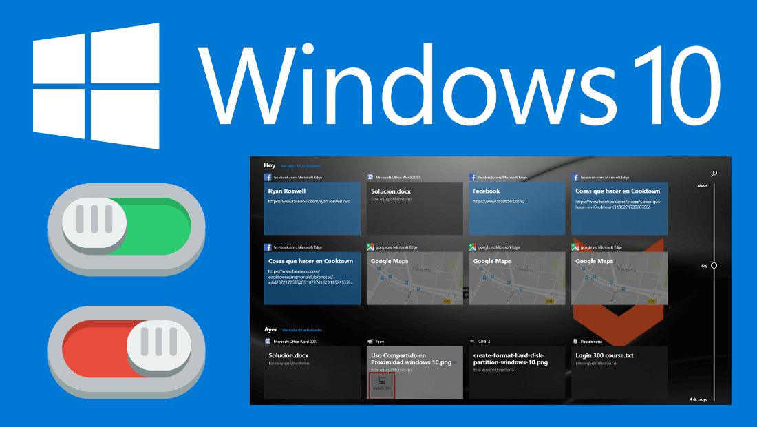 como activar o desactivar la linea del tiempo en Windows 10