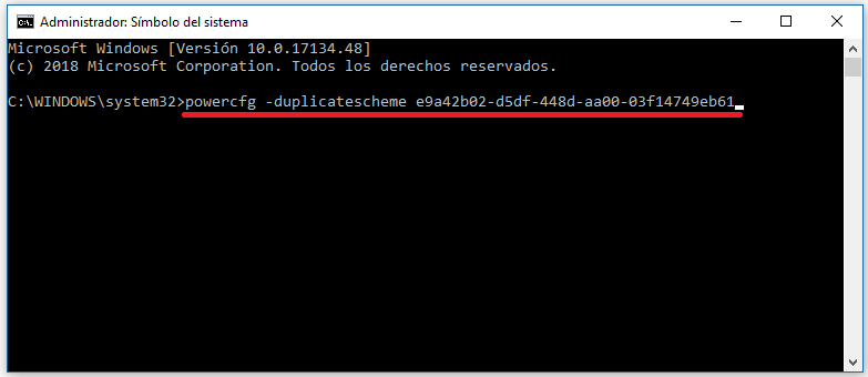 como activar el plan de Maximo rendimiento de windows 10