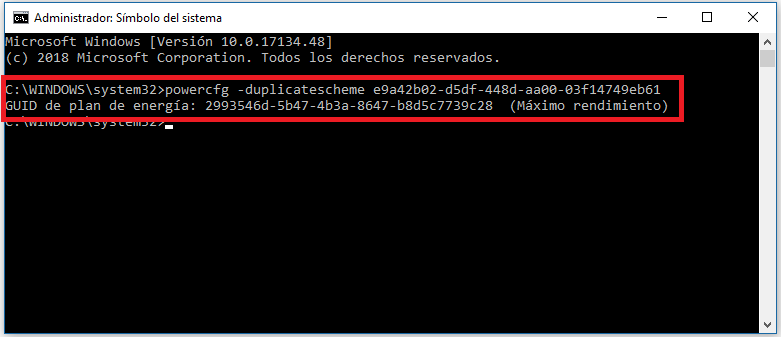 windows 10 permite activar el plan de máximo rendimiento de Windows 10 