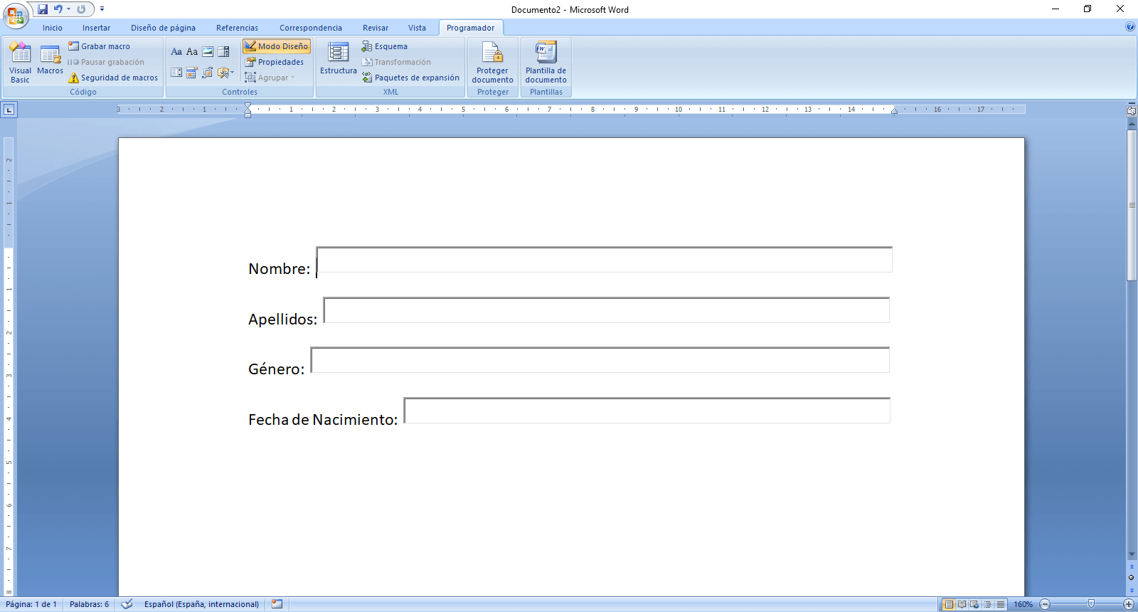 crear formularios con word