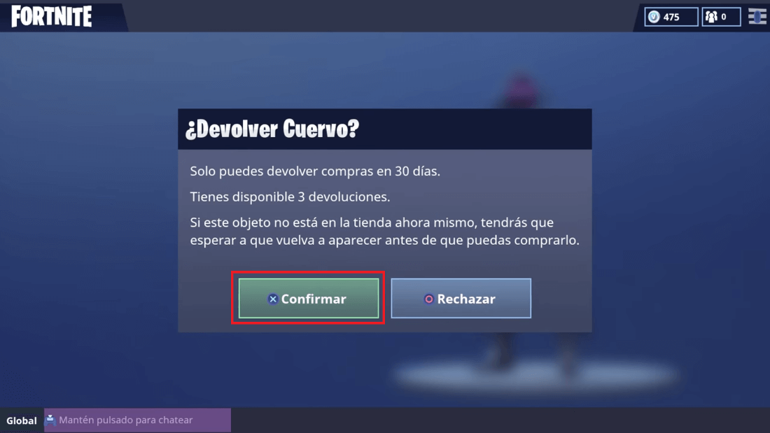 pedir que te devuelvan el dinero en fortnite