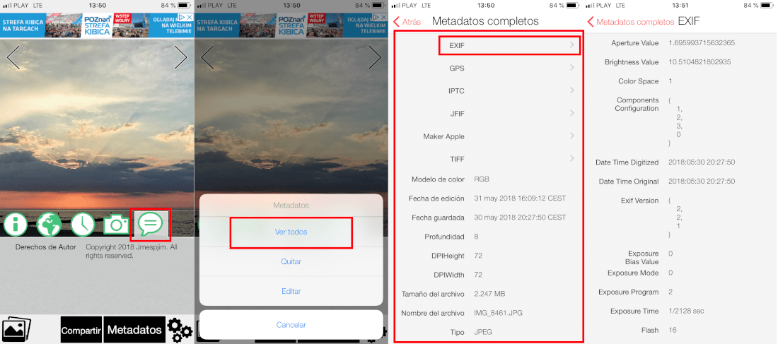 obtener los metadatos EXIF de la fotos de tu dispositivo iOS