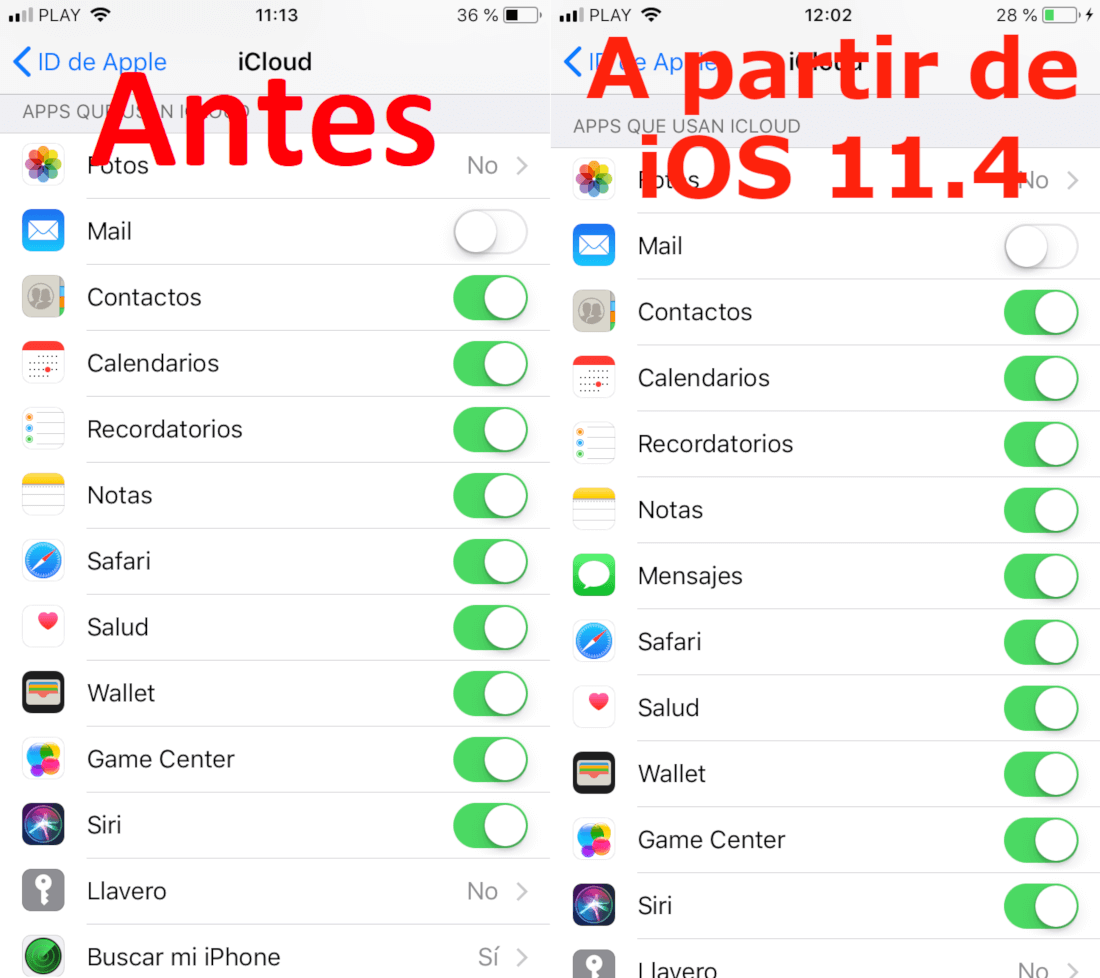 la aplicación de Mensajes permite vincular tu cuenta de icloud