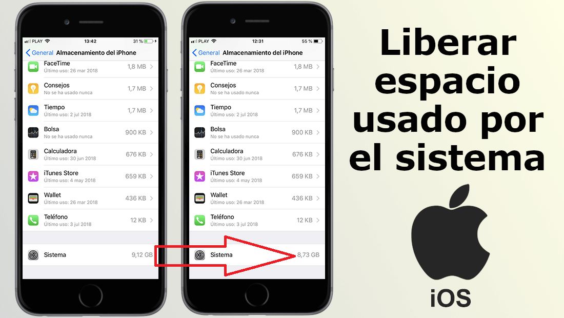 liberar espacio de almacenamiento en iPhone o iPad reduciendo el tamaño del sistema