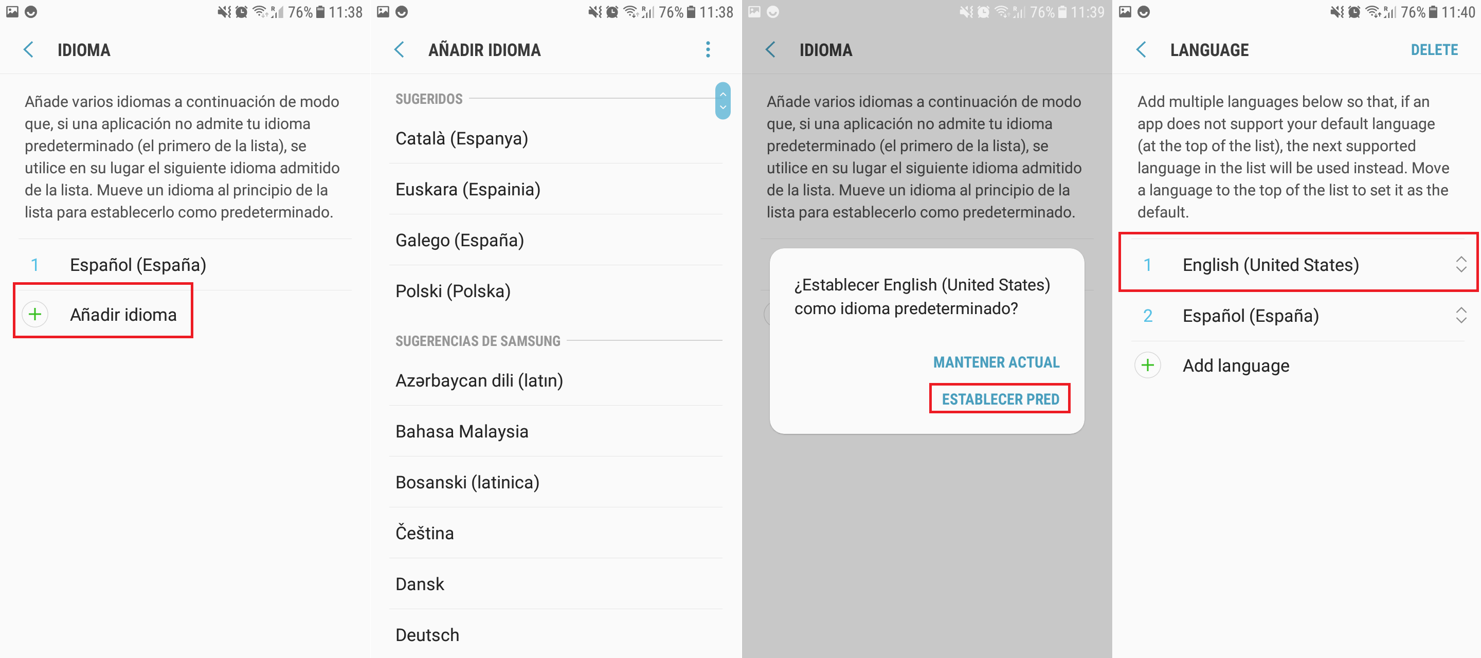 cambiar el idioma de tu telefono Android
