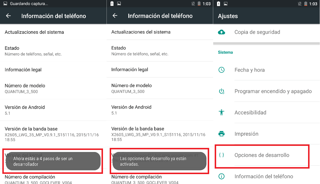 Habilitar las opciones de desarrollador de tu dispositivo Android