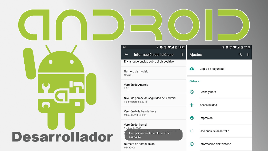 como activar el modo de desarrollador de Android