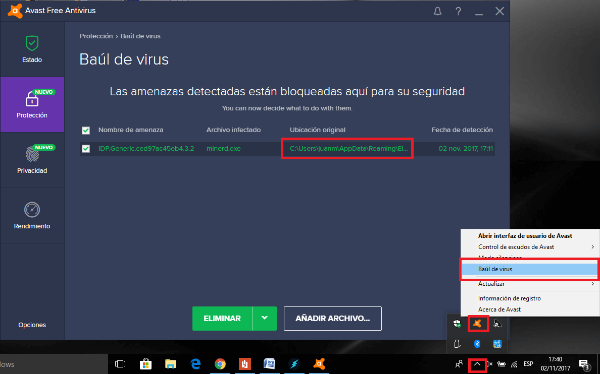 exclusion de archivos del analisis del antivirus