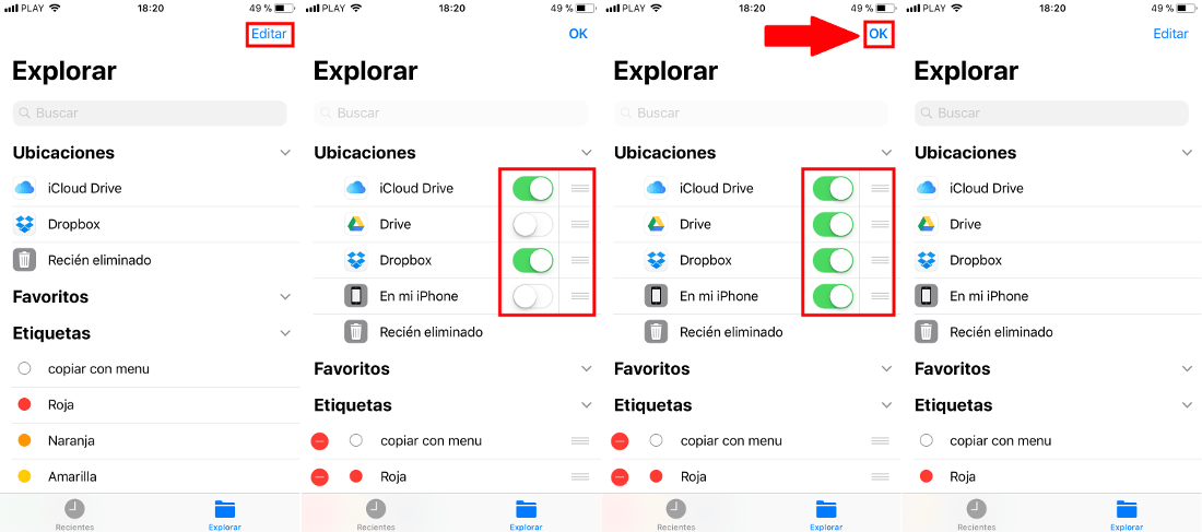 añadir o quitar ubicaciones en la app Archivos de iOS 11