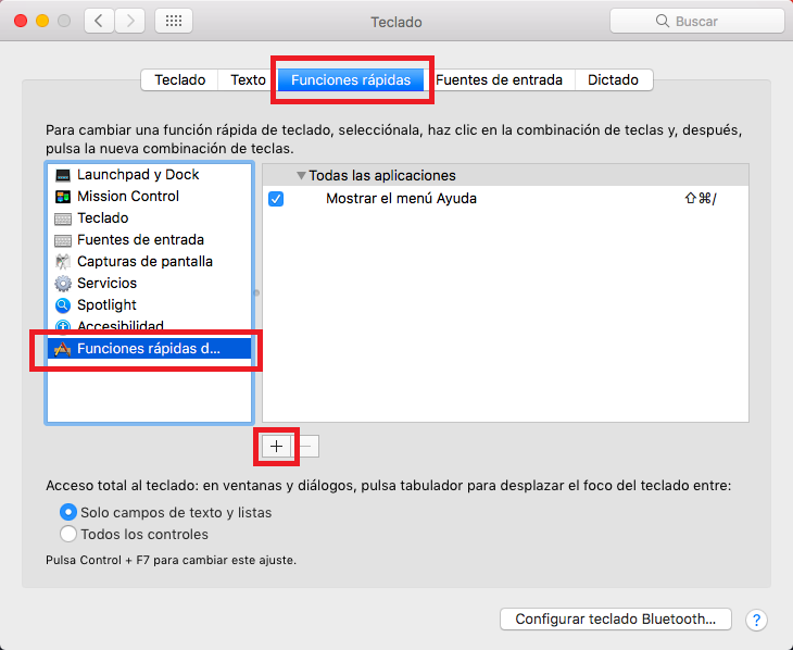 crear y usar atajos de teclados en Mac OSx