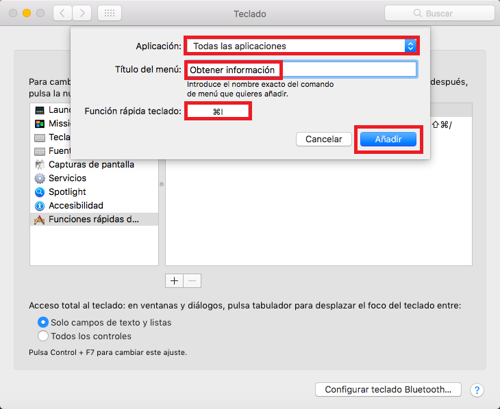 Personaliza los atajos de teclado en Mac OS X