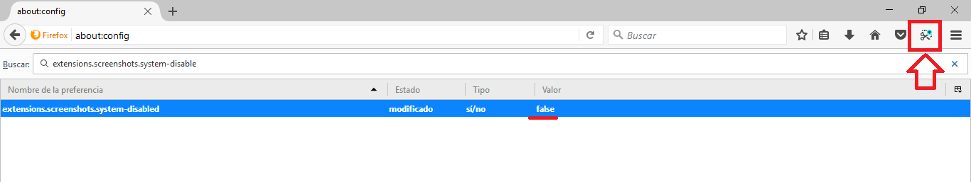 activar la función de screenshot en Firefox