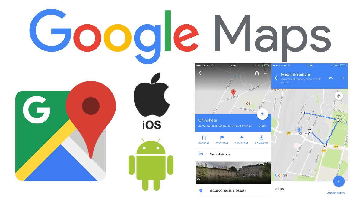 La app Google Maps permite medir distancias entre dos o mas puntos del mapa