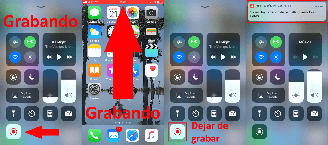 grabar video de pantalla de iPhone con iOS 11 sin apps