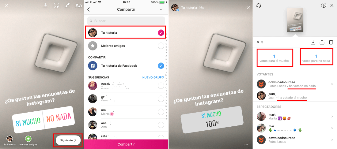 como saber que contesta cada usuario a tu encuesta de Instagram