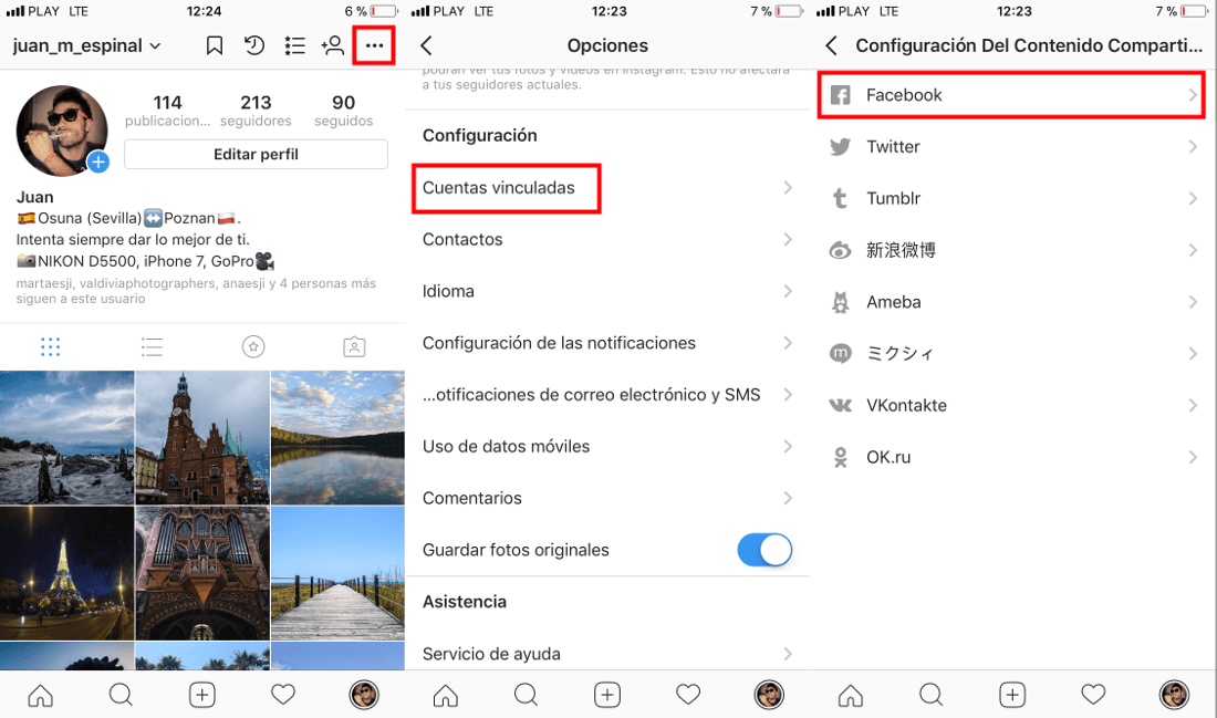 como enviar la historia de Instagram directamente a la Historia de Facebook de manera automática