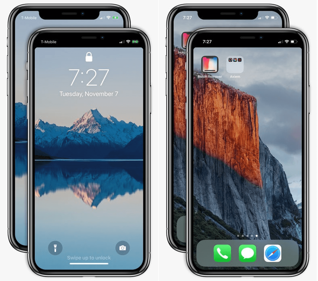 notch en la pantalla de iPhone X eliminar