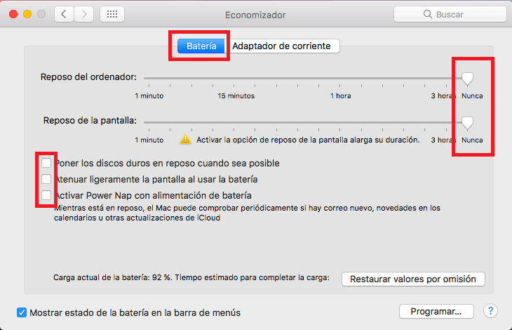 evitar que mac se apague cuando no lo uso