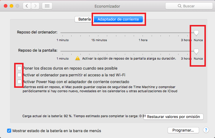 que mi mac no se apague cuando no lo uso