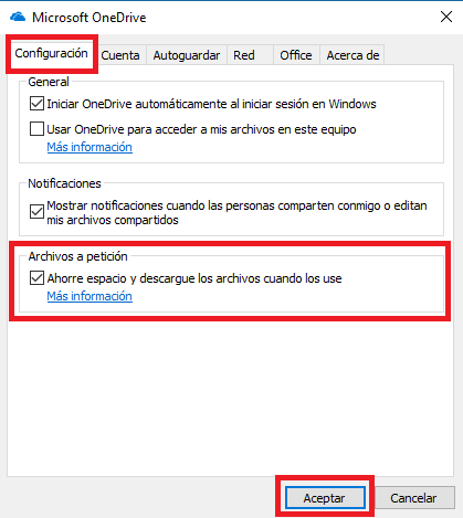 activar archivos a peticion de Onedrive windows fall