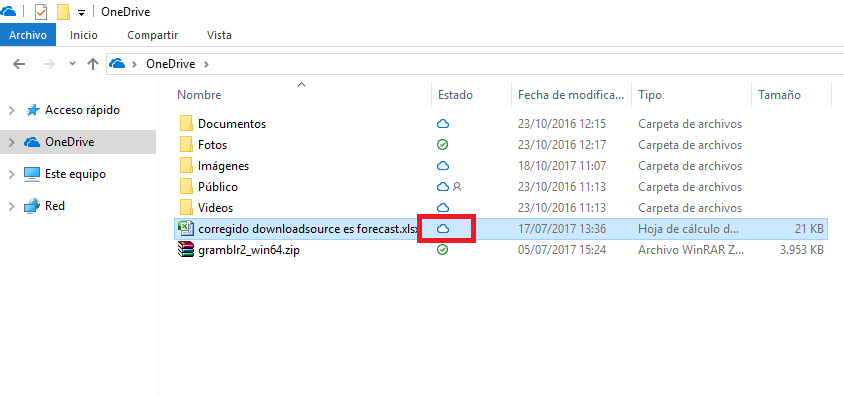 instalar archivos a peticion de onedrive