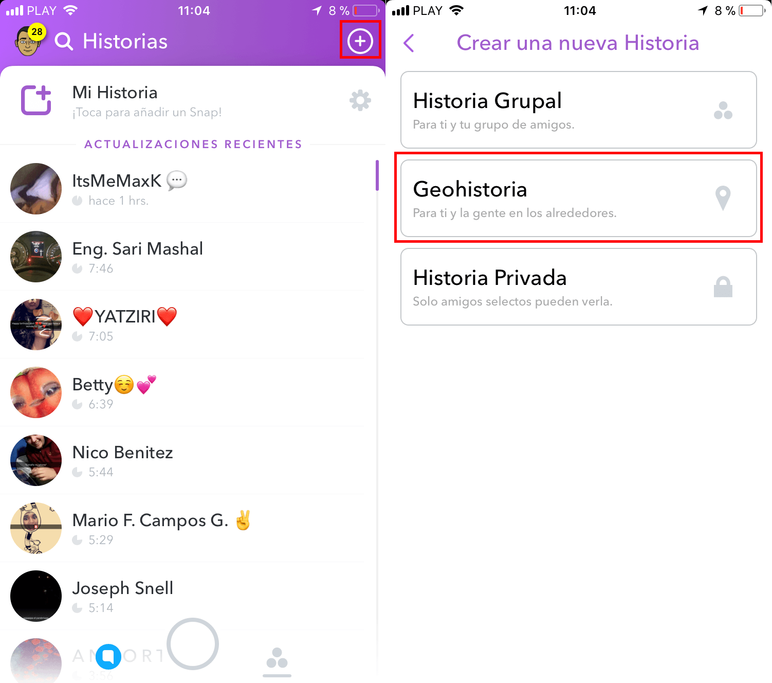 como crear historias en Snapchat basadas en tu ubicacion