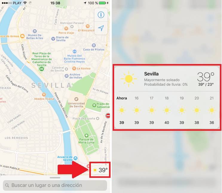 conocer la meteorologista de un sitio concreto desde la app Tiempo de iOS iPhone
